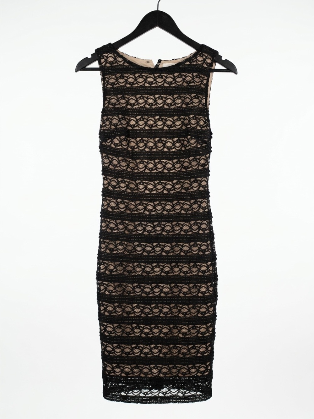Alice + Olivia Black Nude Lace Open Back Bodycon Dress Size 2
